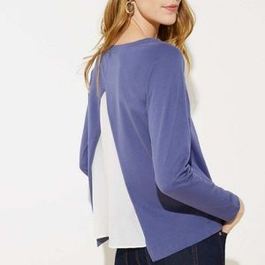 Loft Mixed Media Long Sleeve Top L NWT H